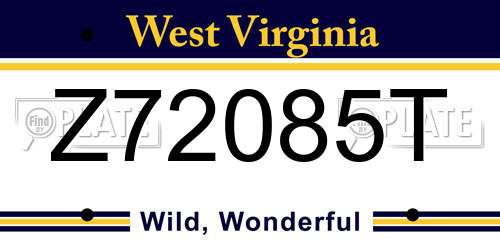 Z72085T West Virginia License Plate