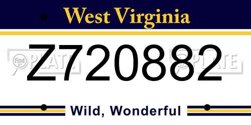 Z720882 West Virginia License Plate