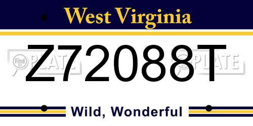 Z72088T West Virginia License Plate