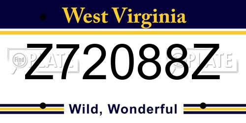 Z72088Z West Virginia License Plate