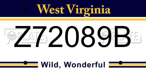 Z72089B West Virginia License Plate
