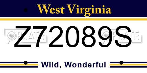 Z72089S West Virginia License Plate