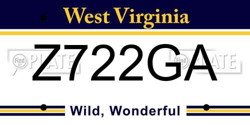 Z722GA West Virginia License Plate