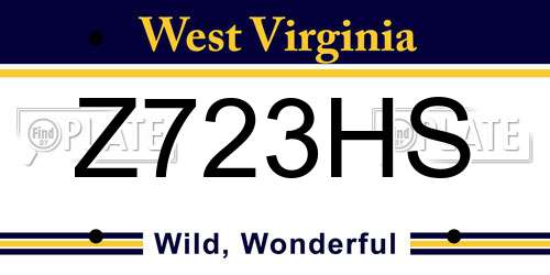 Z723HS West Virginia License Plate