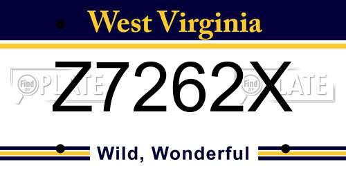 Z7262X West Virginia License Plate