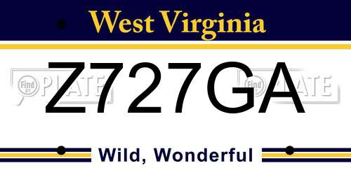 Z727GA West Virginia License Plate