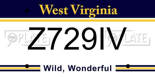 Z729IV West Virginia License Plate