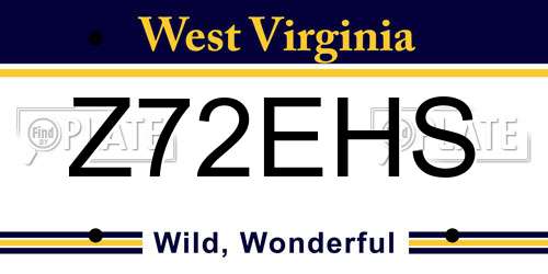 Z72EHS West Virginia License Plate