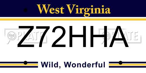 Z72HHA West Virginia License Plate