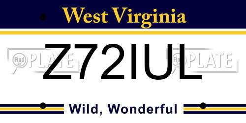 Z72IUL West Virginia License Plate