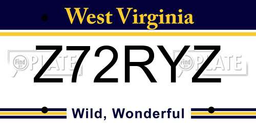 Z72RYZ West Virginia License Plate