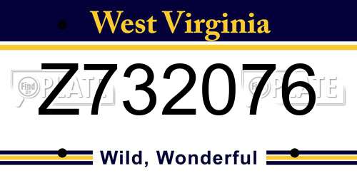 Z732076 West Virginia License Plate