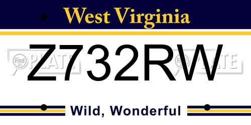 Z732RW West Virginia License Plate