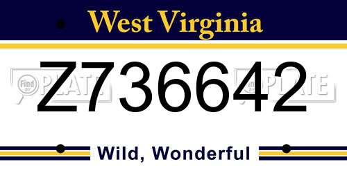 Z736642 West Virginia License Plate