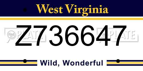 Z736647 West Virginia License Plate