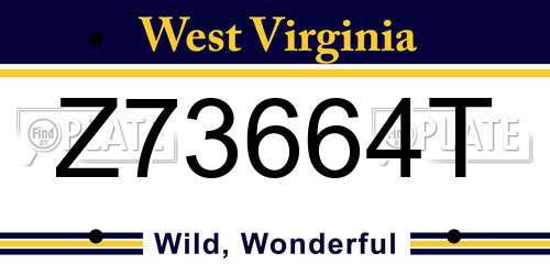 Z73664T West Virginia License Plate