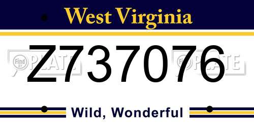 Z737076 West Virginia License Plate