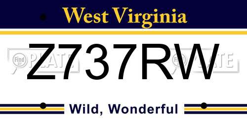 Z737RW West Virginia License Plate