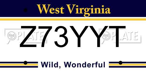 Z73YYT West Virginia License Plate