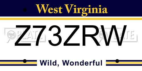 Z73ZRW West Virginia License Plate