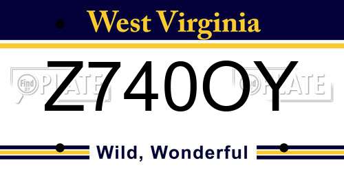 Z740OY West Virginia License Plate