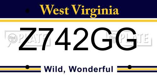 Z742GG West Virginia License Plate