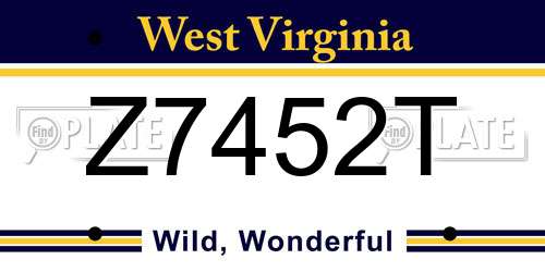 Z7452T West Virginia License Plate