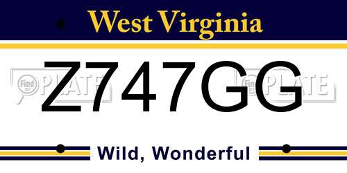 Z747GG West Virginia License Plate