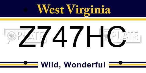 Z747HC West Virginia License Plate