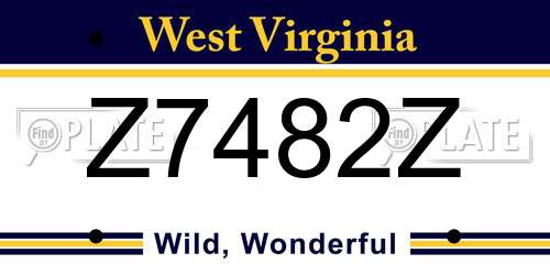 Z7482Z West Virginia License Plate