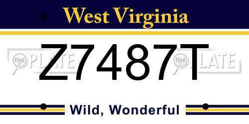 Z7487T West Virginia License Plate
