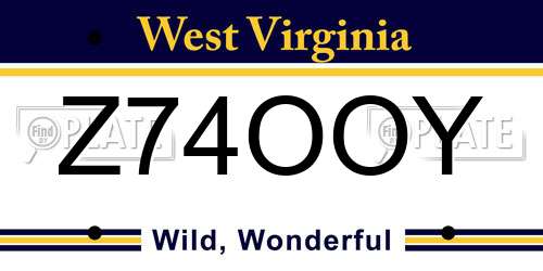 Z74OOY West Virginia License Plate
