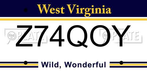 Z74QOY West Virginia License Plate