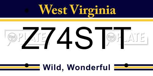 Z74STT West Virginia License Plate