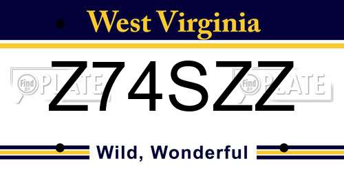Z74SZZ West Virginia License Plate