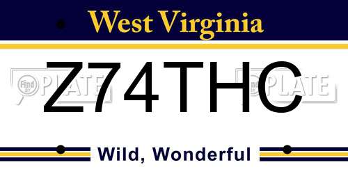 Z74THC West Virginia License Plate