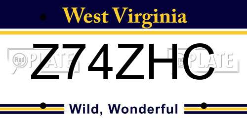 Z74ZHC West Virginia License Plate