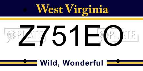 Z751EO West Virginia License Plate