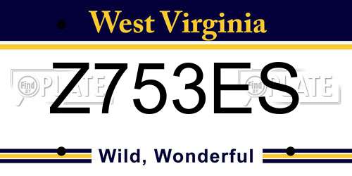 Z753ES West Virginia License Plate