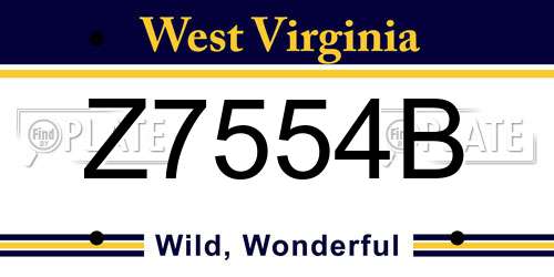 Z7554B West Virginia License Plate
