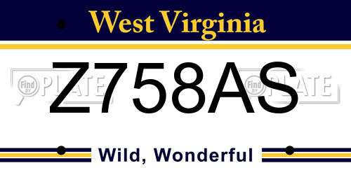 Z758AS West Virginia License Plate