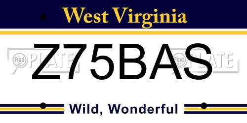 Z75BAS West Virginia License Plate