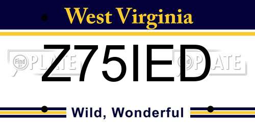 Z75IED West Virginia License Plate