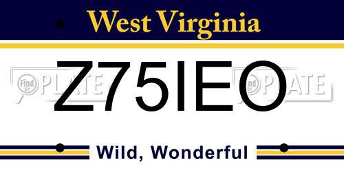 Z75IEO West Virginia License Plate