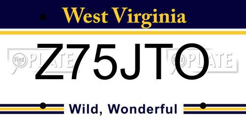 Z75JTO West Virginia License Plate