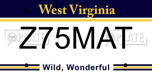 Z75MAT West Virginia License Plate