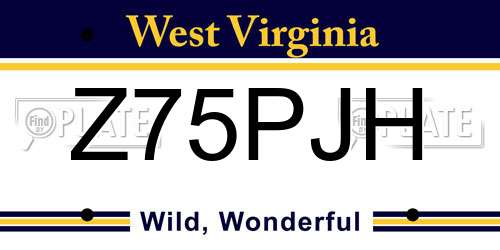 Z75PJH West Virginia License Plate
