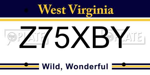 Z75XBY West Virginia License Plate
