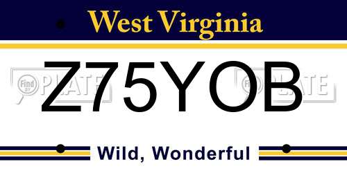 Z75YOB West Virginia License Plate