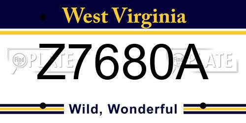 Z7680A West Virginia License Plate